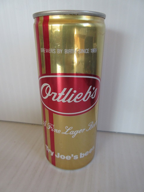 Ortlieb's - 'Try Joe's Beer' - gold aluminum - 16oz - bank