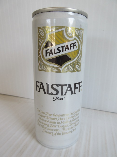 Falstaff - aluminum - 7 cities - white w brown/gold - 16oz